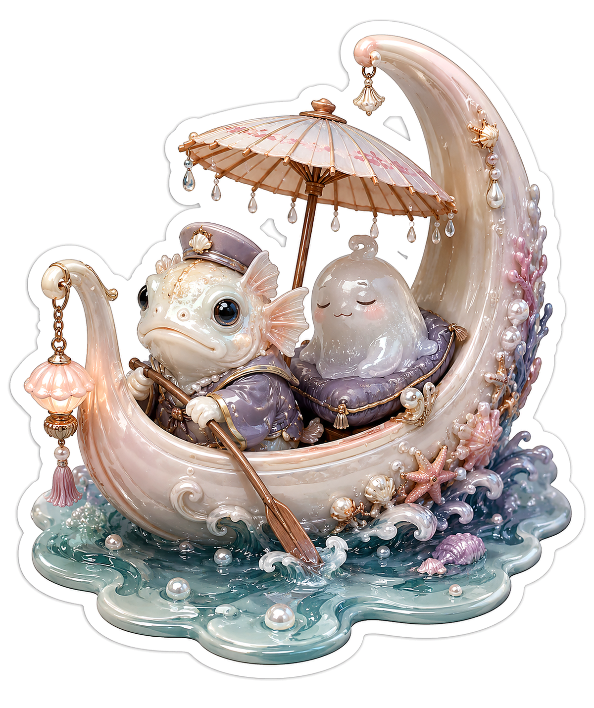 Pearl Porcelain Frogfish Sleepy Ghost Ferry Vinyl Sticker Decal