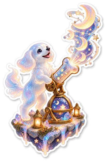 Opaline Ghost Puppy Bone Star Projector Vinyl Sticker Decal