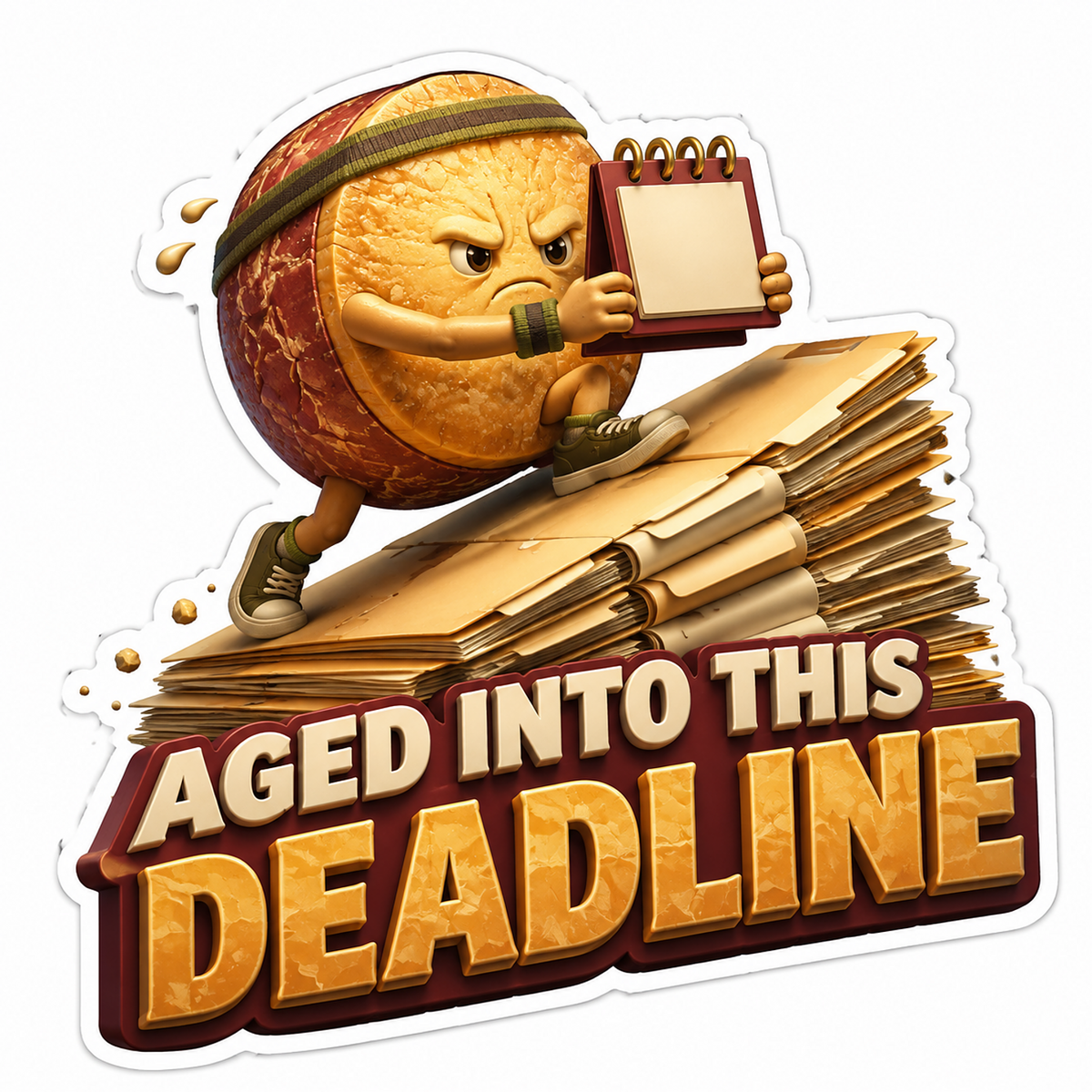Aged Deadline Cheese Vinyl Sticker Decal