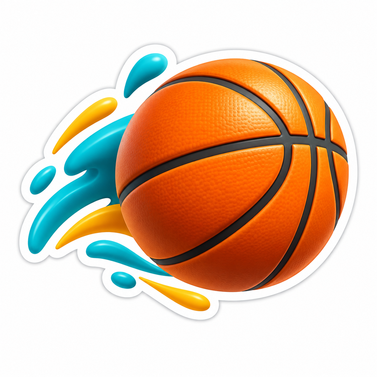 Basketball Teal Gold Motion Splash Vinyl Sticker Decal