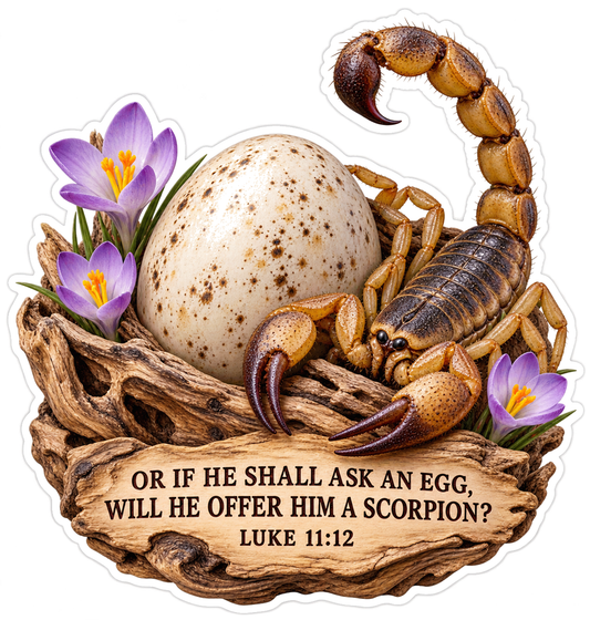 Bible Egg Scorpion Luke 11 12 Vinyl Sticker Decal