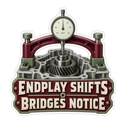 Transaxle Endplay Bridge Gauge Vinyl Sticker Decal