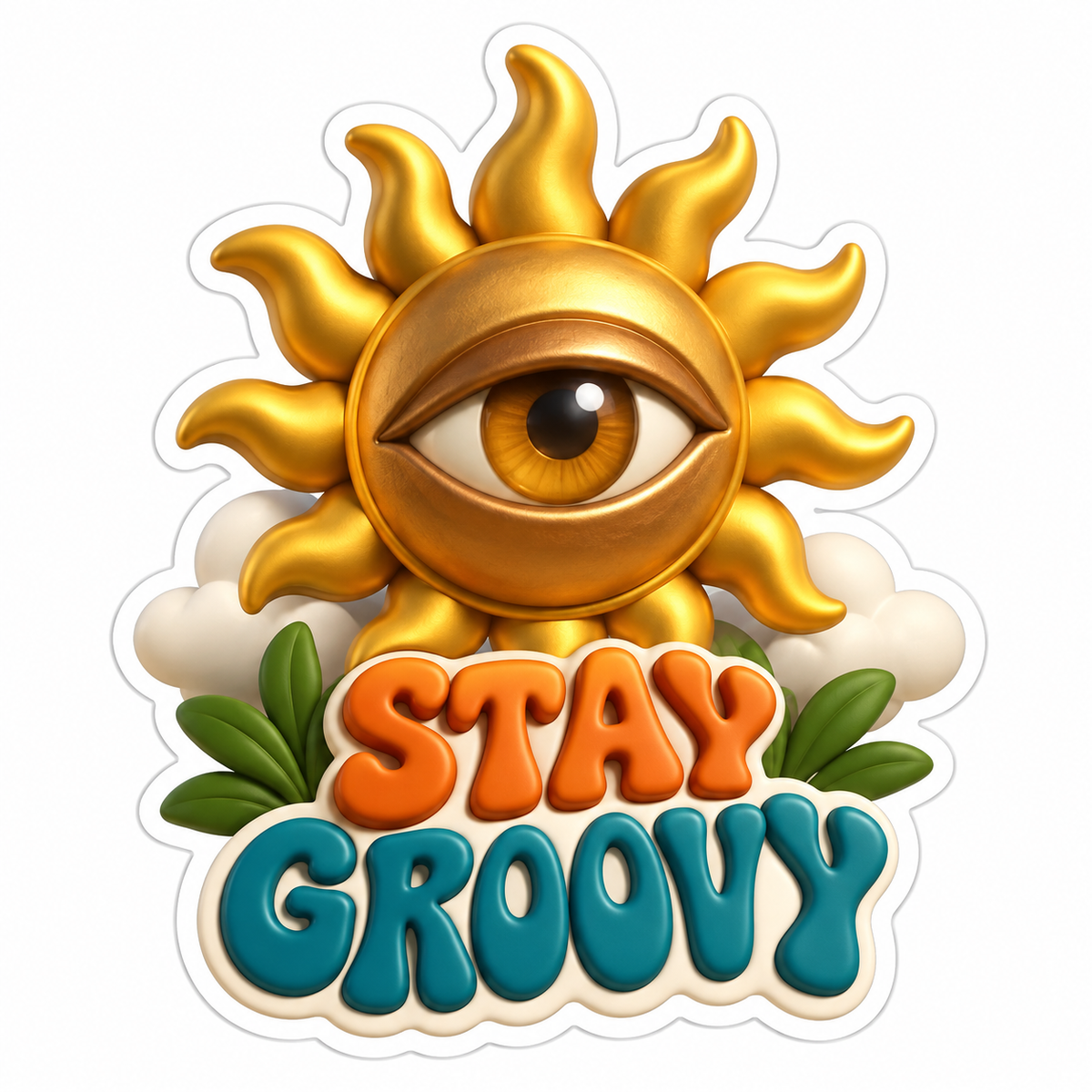 Stay Groovy Gold Vinyl Sticker Decal