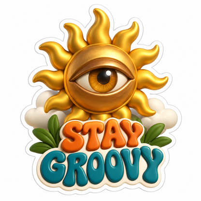 Stay Groovy Gold Vinyl Sticker Decal