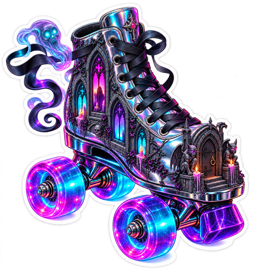 Chrome Roller Skate Crypt Vinyl Sticker Decal