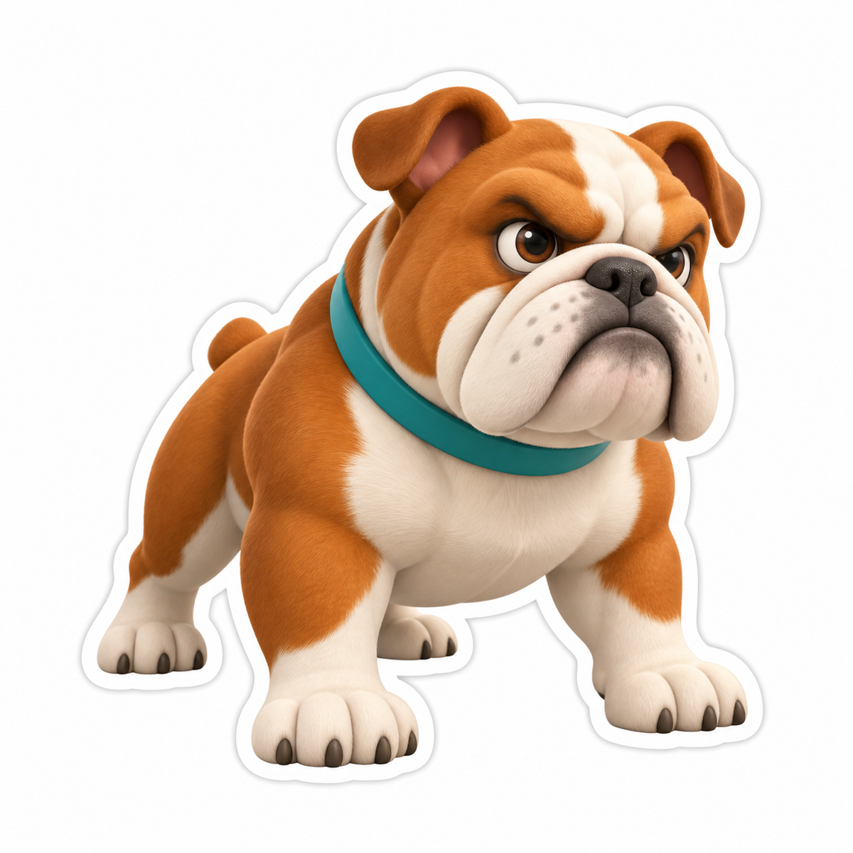 Stout Brown-And-Cream Bulldog Vinyl Sticker Decal