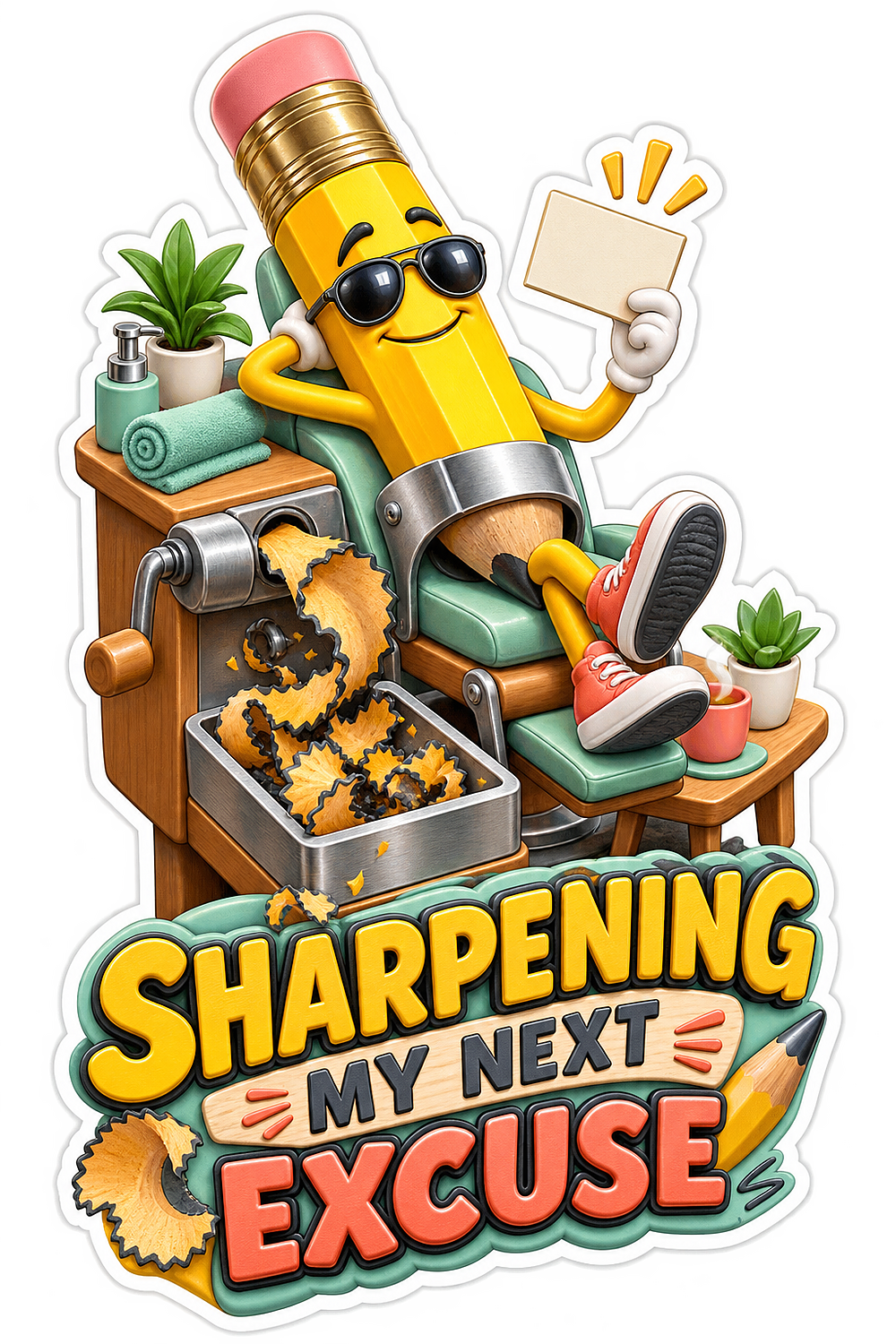Sharpening Excuse Pencil Vinyl Sticker Decal