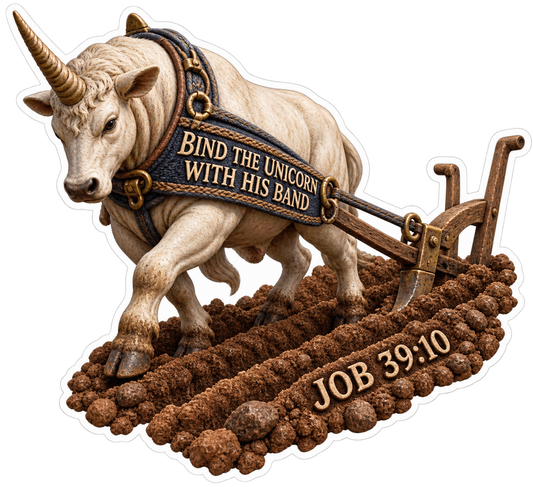 Bible Job 39 10 Unicorn Band Furrow Vinyl Sticker Decal