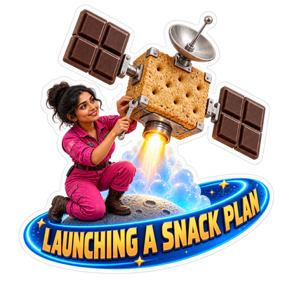 Launching a Snack Plan Woman Cookie Rocket Vinyl Sticker Decal