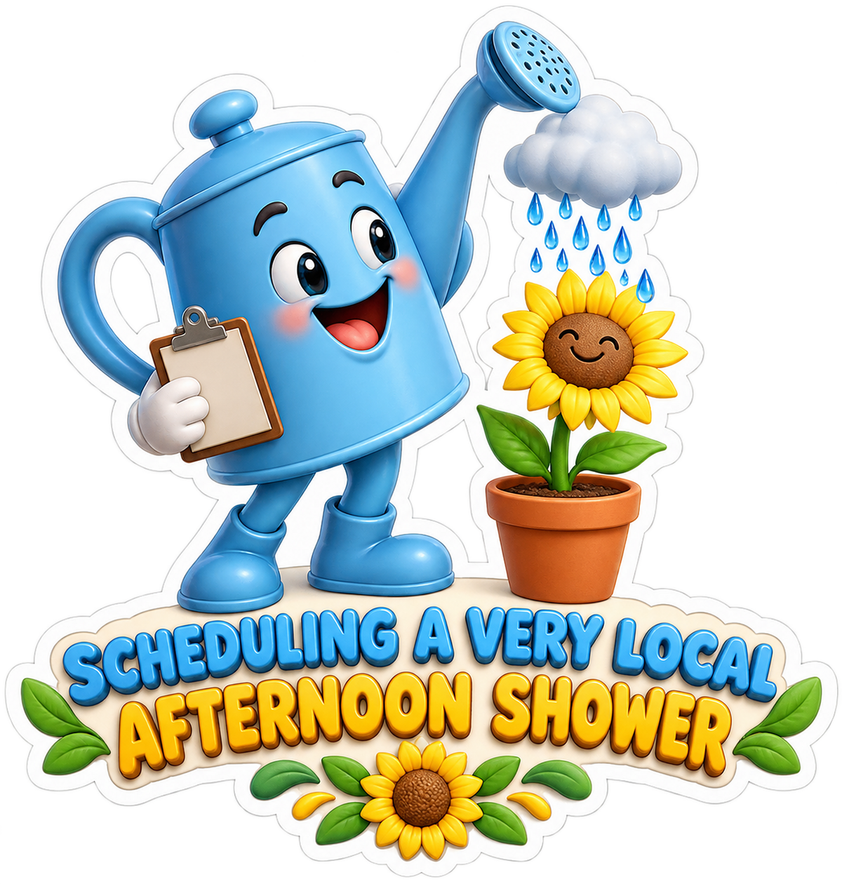 Watering Can Local Shower Vinyl Sticker Decal