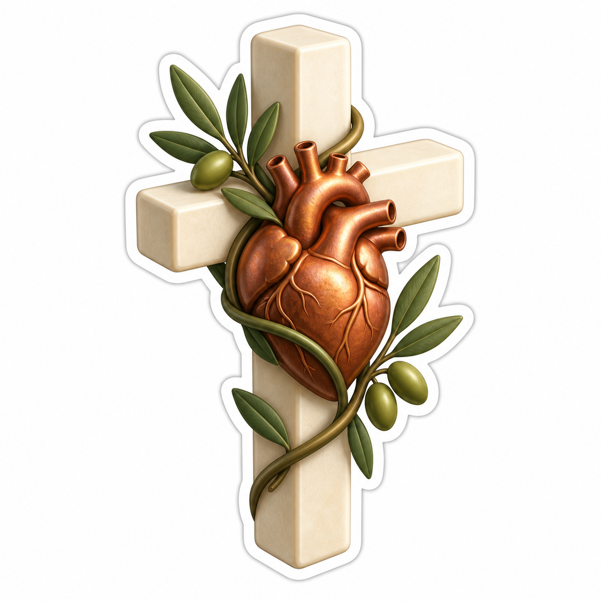 Ivory Christian Cross Intertwined Vinyl Sticker Decal