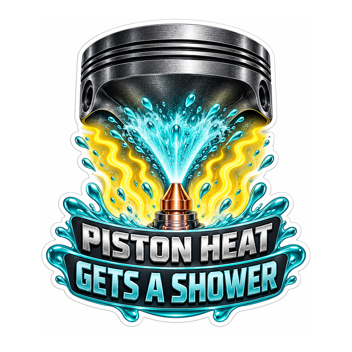 Piston Oil Jet Heat Shower Vinyl Sticker Decal