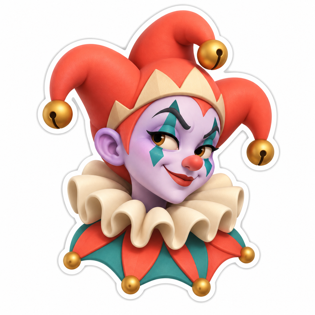 Mischievous Carnival Jester Bust Vinyl Sticker Decal