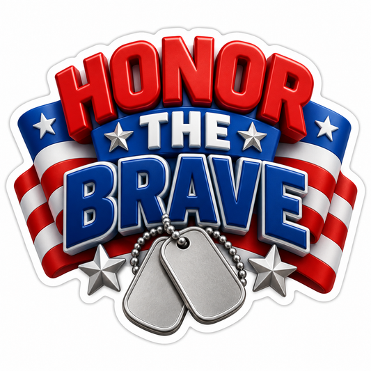 Honor the Brave American Flags Dog Tags Vinyl Sticker Decal