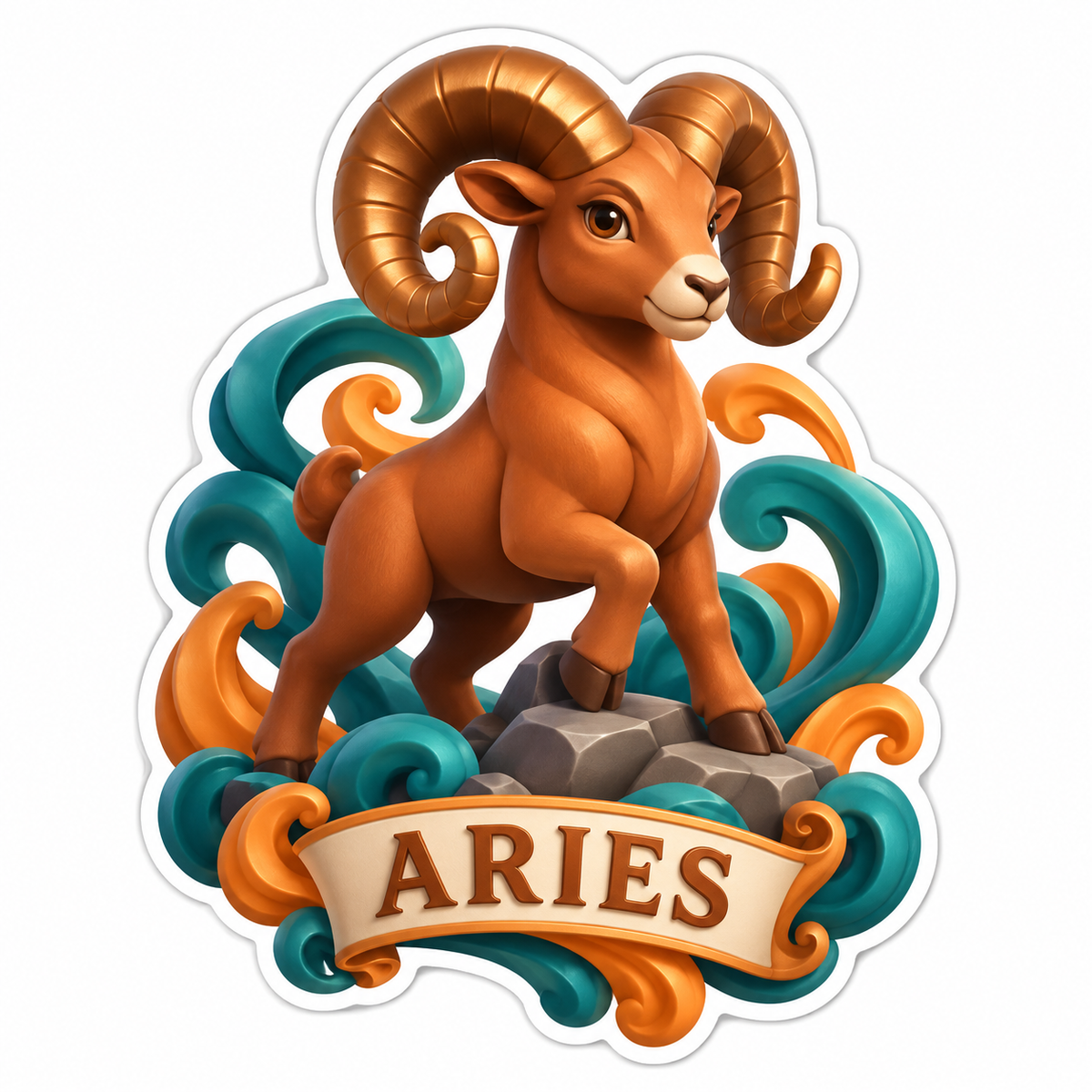 Aries Copper Teal Vinyl Sticker Decal