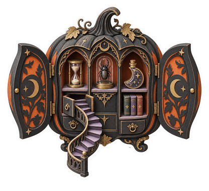 Charcoal Papercut Pumpkin Curiosity Cabinet Vinyl Sticker Decal