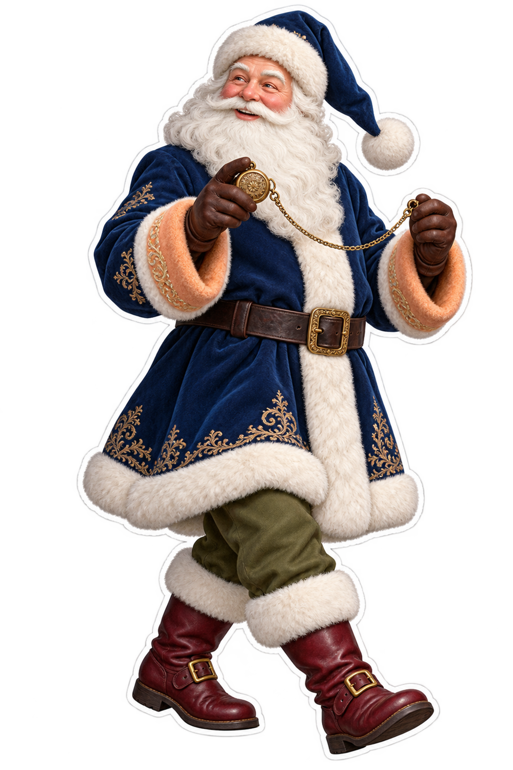 Santa Victorian Brass Lorgnette Chain Reel Vinyl Sticker Decal