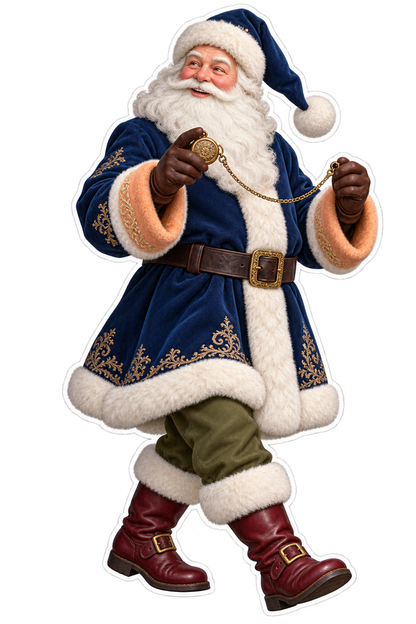 Santa Victorian Brass Lorgnette Chain Reel Vinyl Sticker Decal