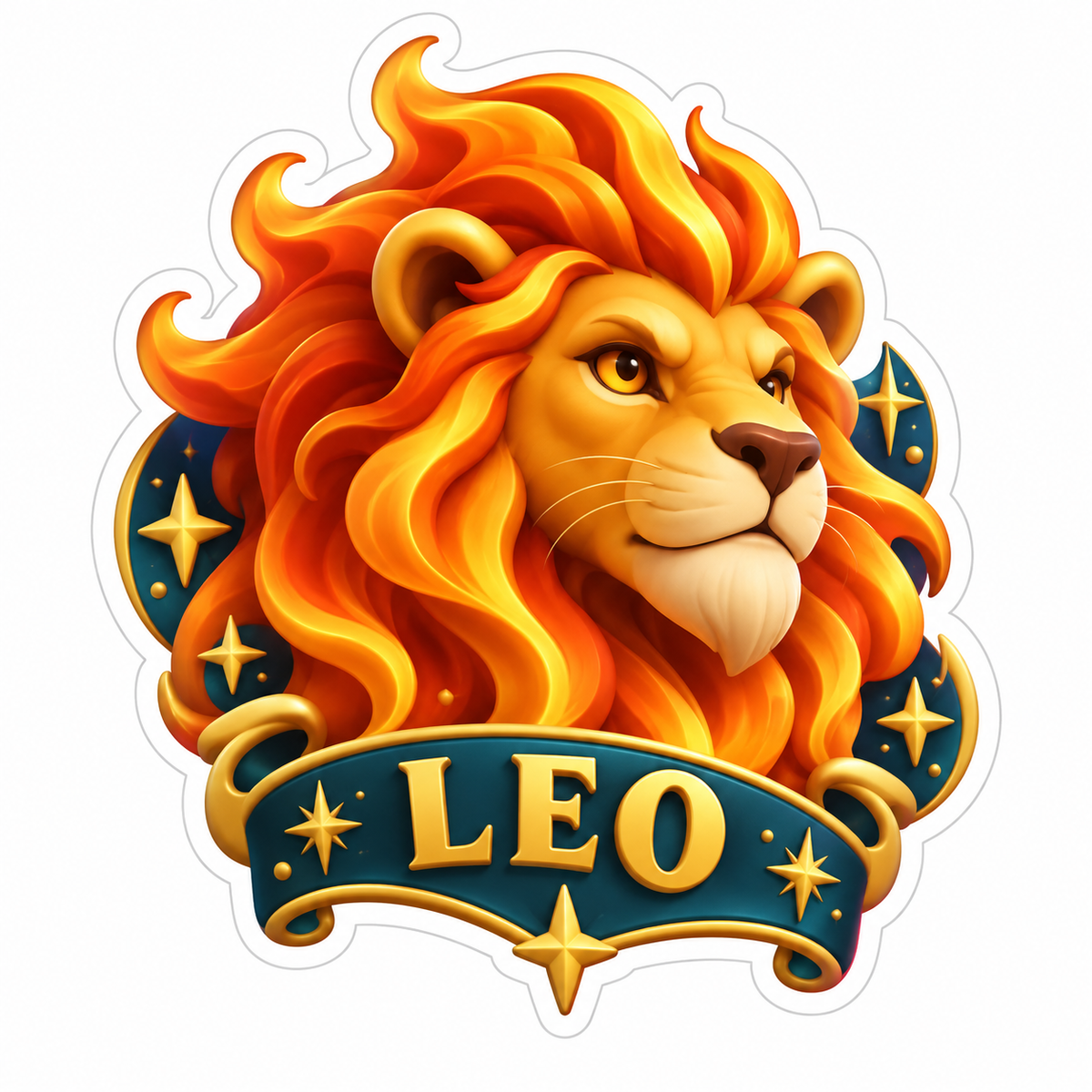 Fiery Golden Lion Face Vinyl Sticker Decal