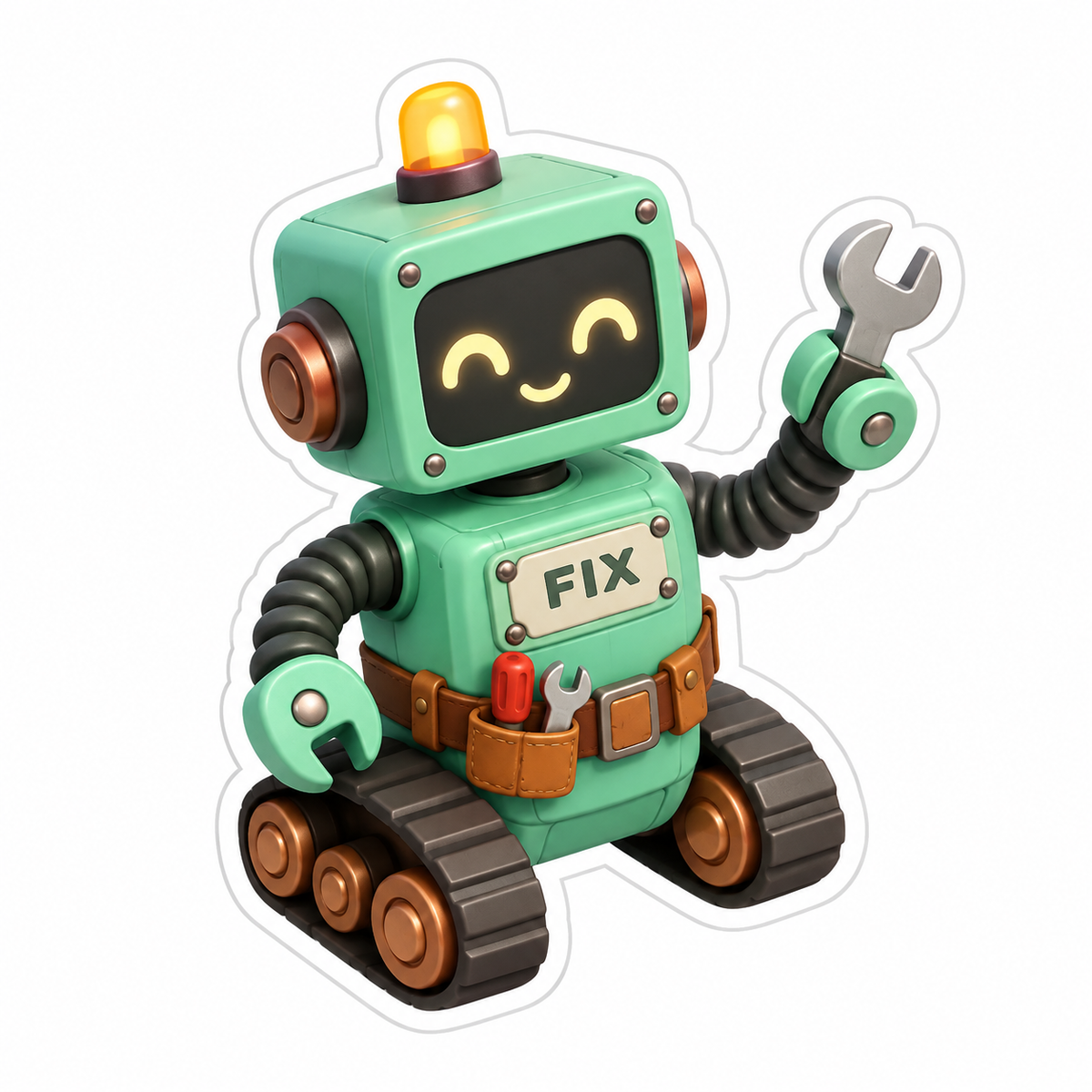 Mint Repair Robot With Square Head Vinyl Sticker Decal
