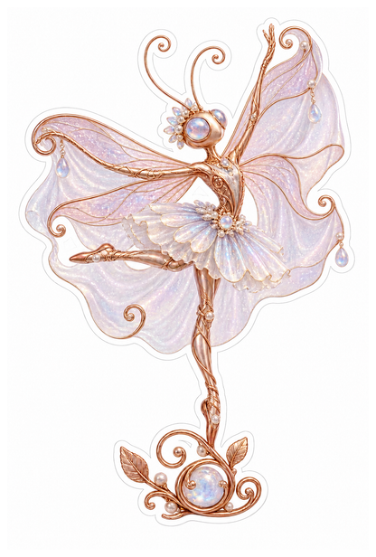 Rose Gold Wire Ghost Cape Dragonfly Ballerina Vinyl Sticker Decal