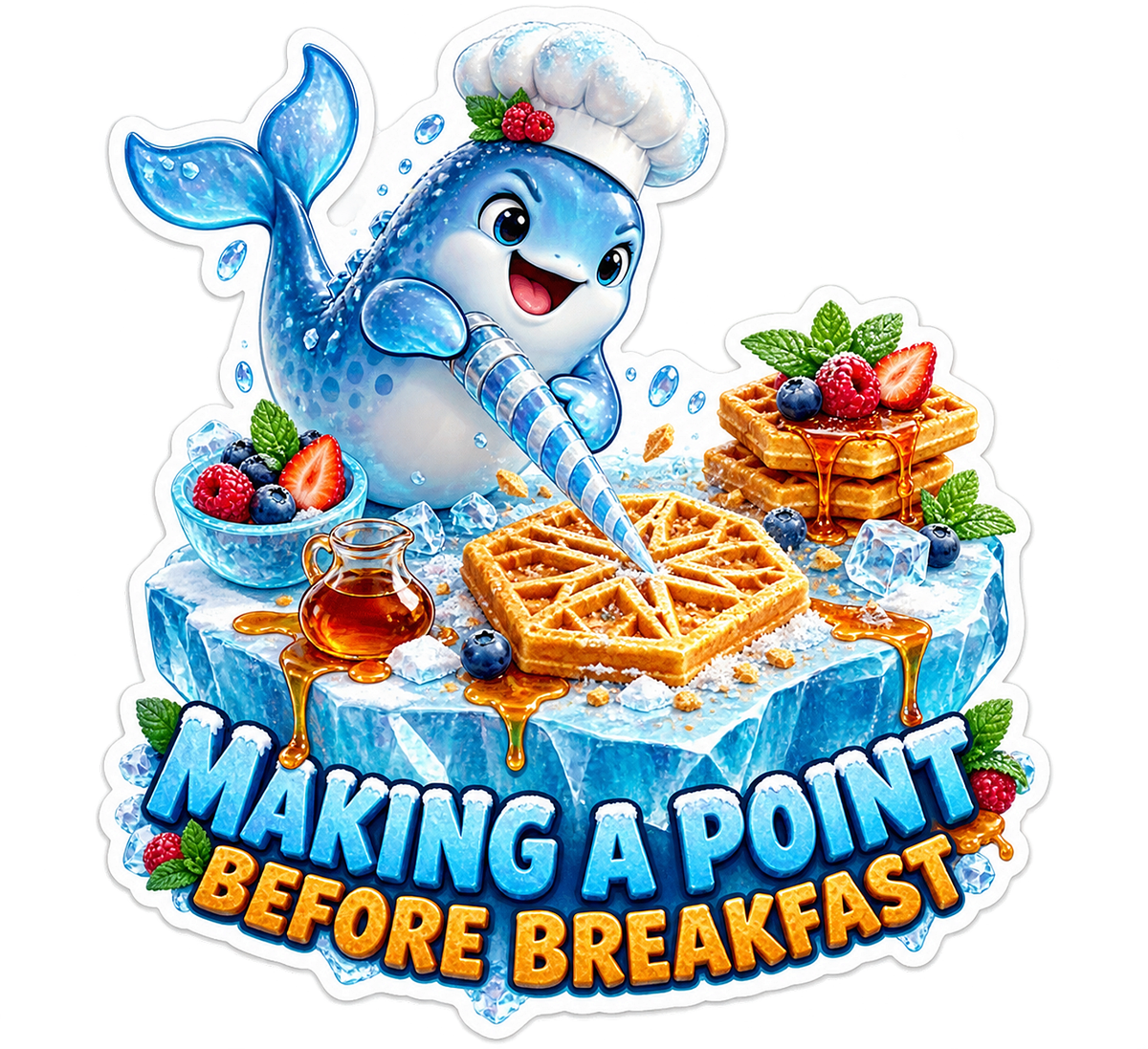 Making a Point Before Breakfast Narwhal Vinyl Sticker Decal
