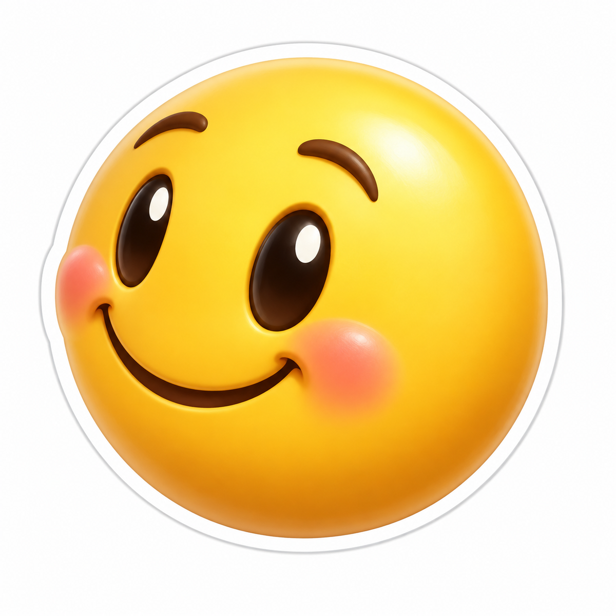Yellow Smiling Face with Rosy Cheeks Vinyl Sticker Decal