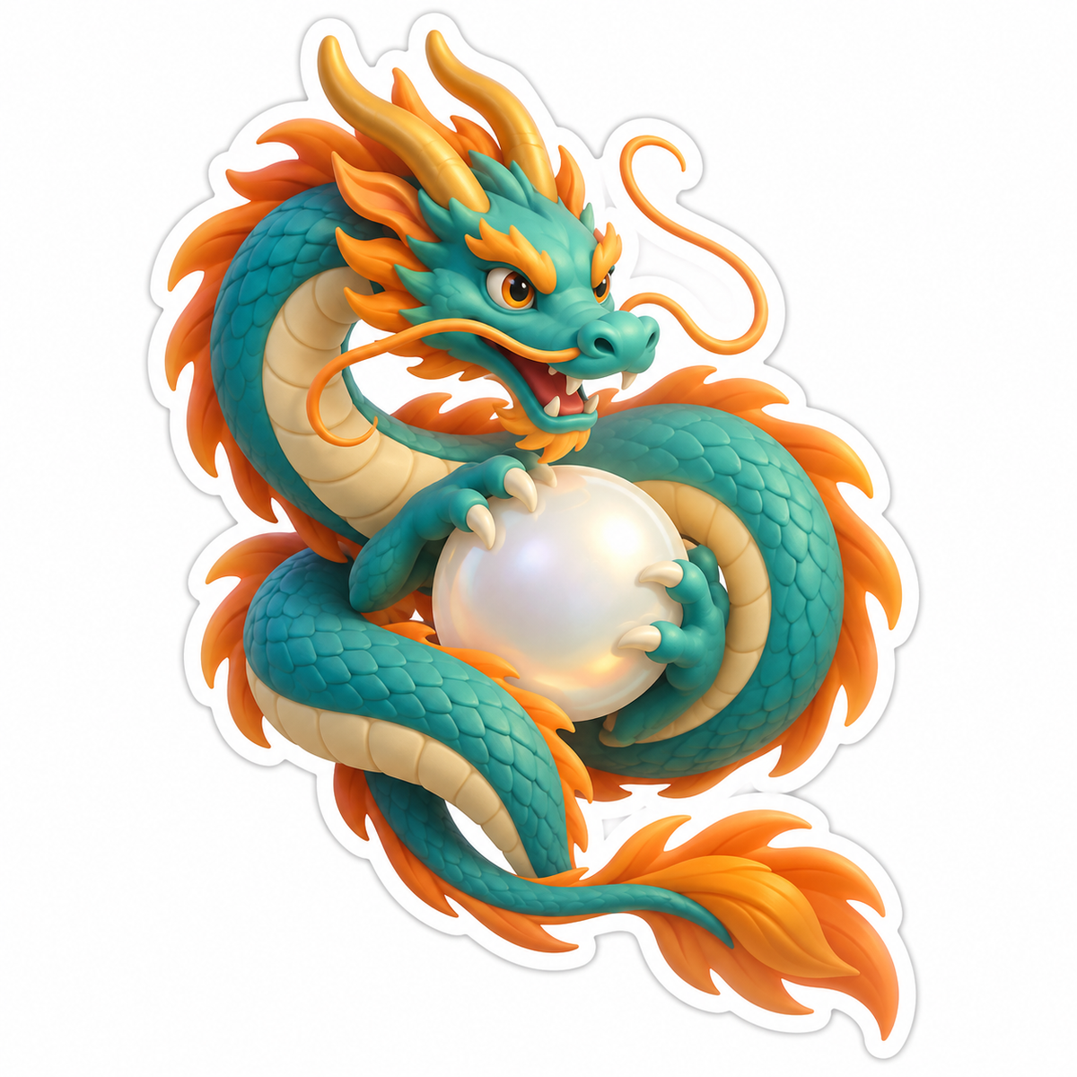 Teal Orange Serpentine Dragon Pearl Vinyl Sticker Decal