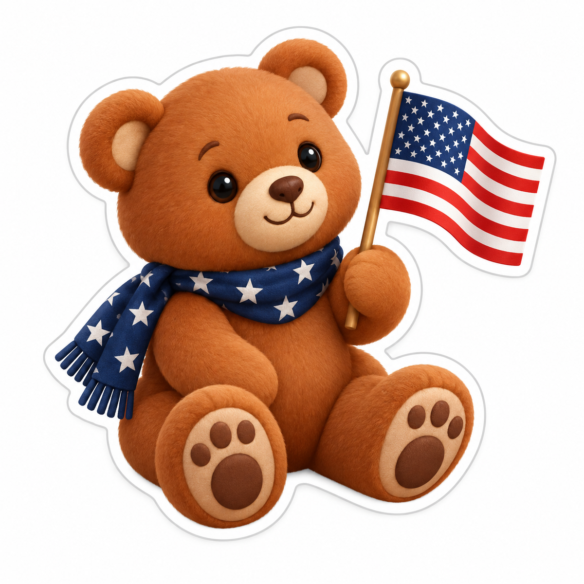 Seated Cinnamon Teddy Bear Vinyl Sticker Decal