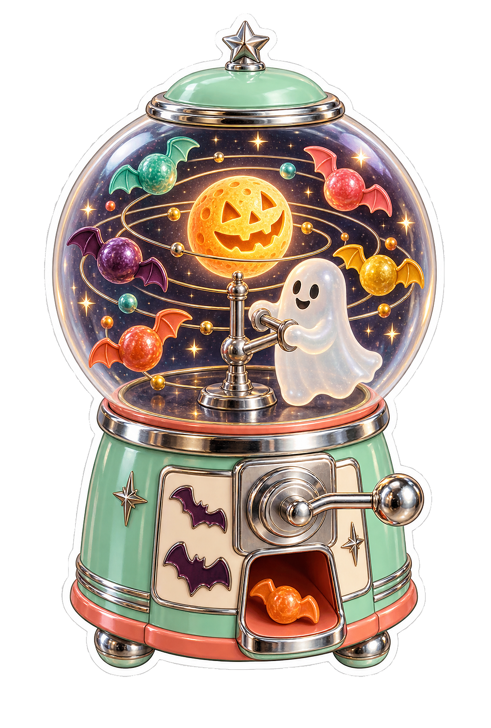 Retro Mint Haunted Gumball Planetarium Vinyl Sticker Decal