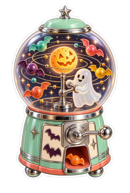 Retro Mint Haunted Gumball Planetarium Vinyl Sticker Decal