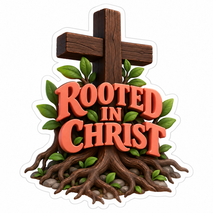 Rooted In Christ Coral Sage Vinyl Sticker Decal
