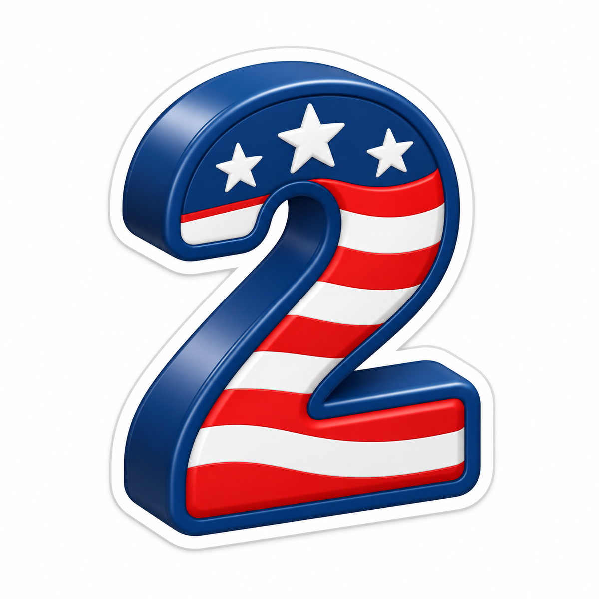 Upright Number 2 In Navy Vinyl Sticker Decal