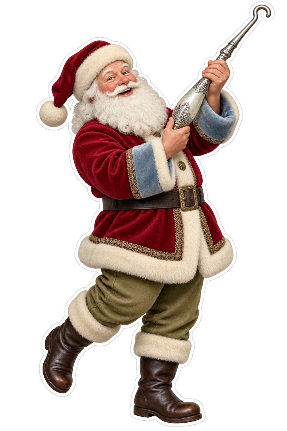 Santa Victorian Silver Glove Buttoning Hook Vinyl Sticker Decal