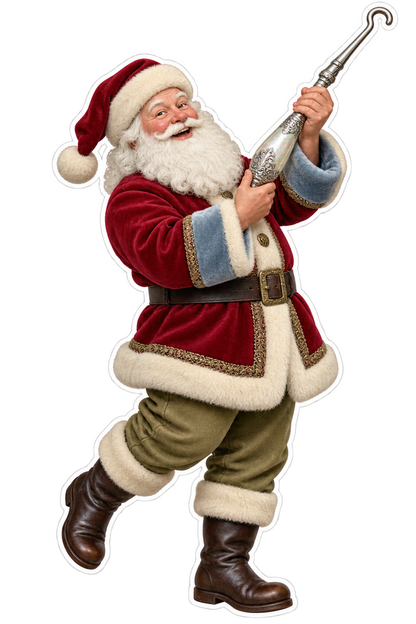 Santa Victorian Silver Glove Buttoning Hook Vinyl Sticker Decal