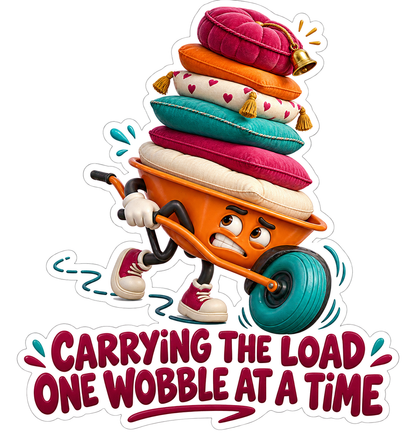 Carrying Load One Wobble Wheelbarrow Vinyl Sticker Decal