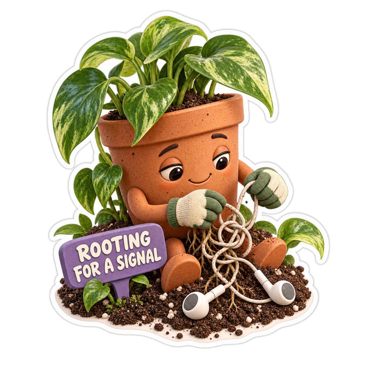 Rooting for a Signal Plant with Cables Vinyl Sticker Decal