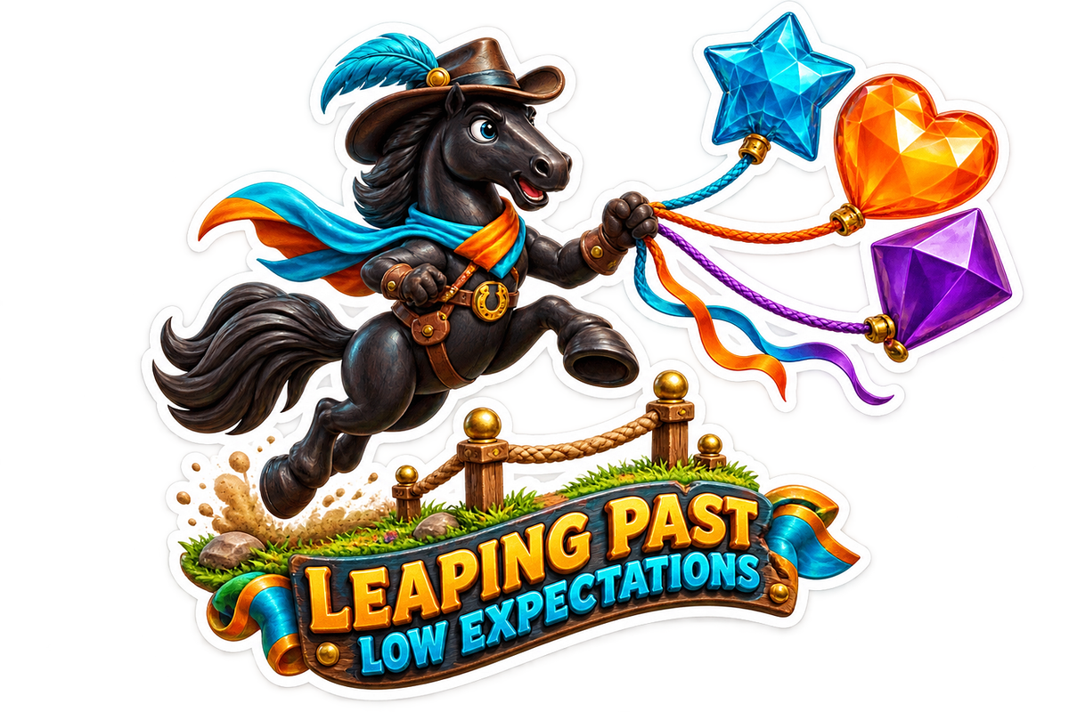 Leaping Past Low Expectations Toy Horse Vinyl Sticker Decal