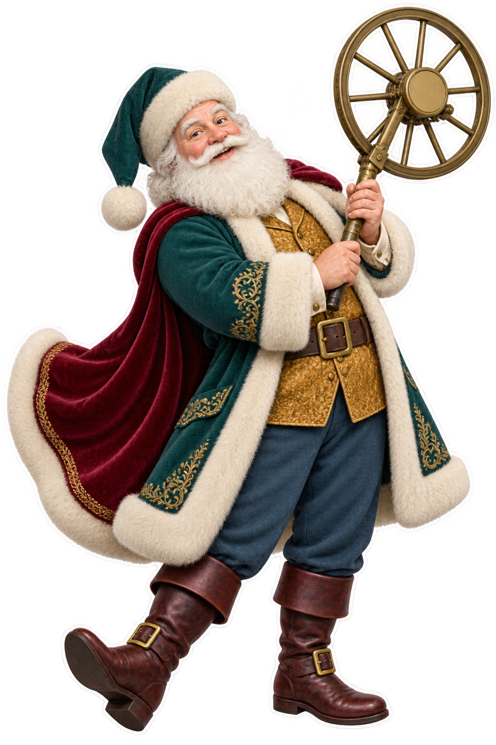 Santa Antique Brass Cyclometer Vinyl Sticker Decal