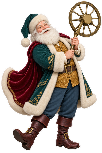 Santa Antique Brass Cyclometer Vinyl Sticker Decal