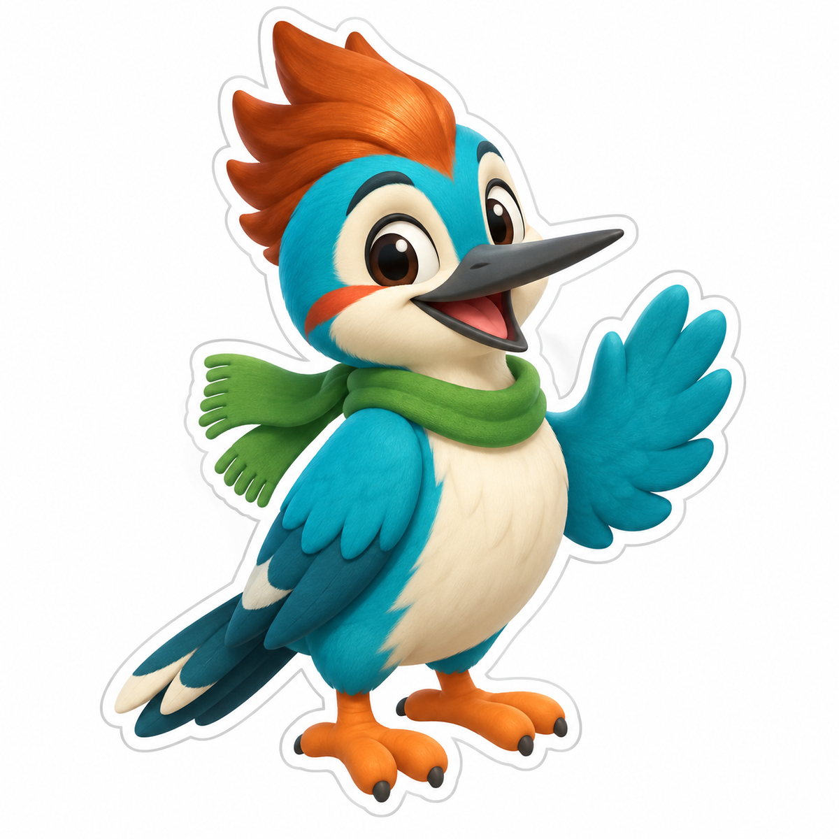 Turquoise Woodpecker With Copper Crest Vinyl Sticker Decal