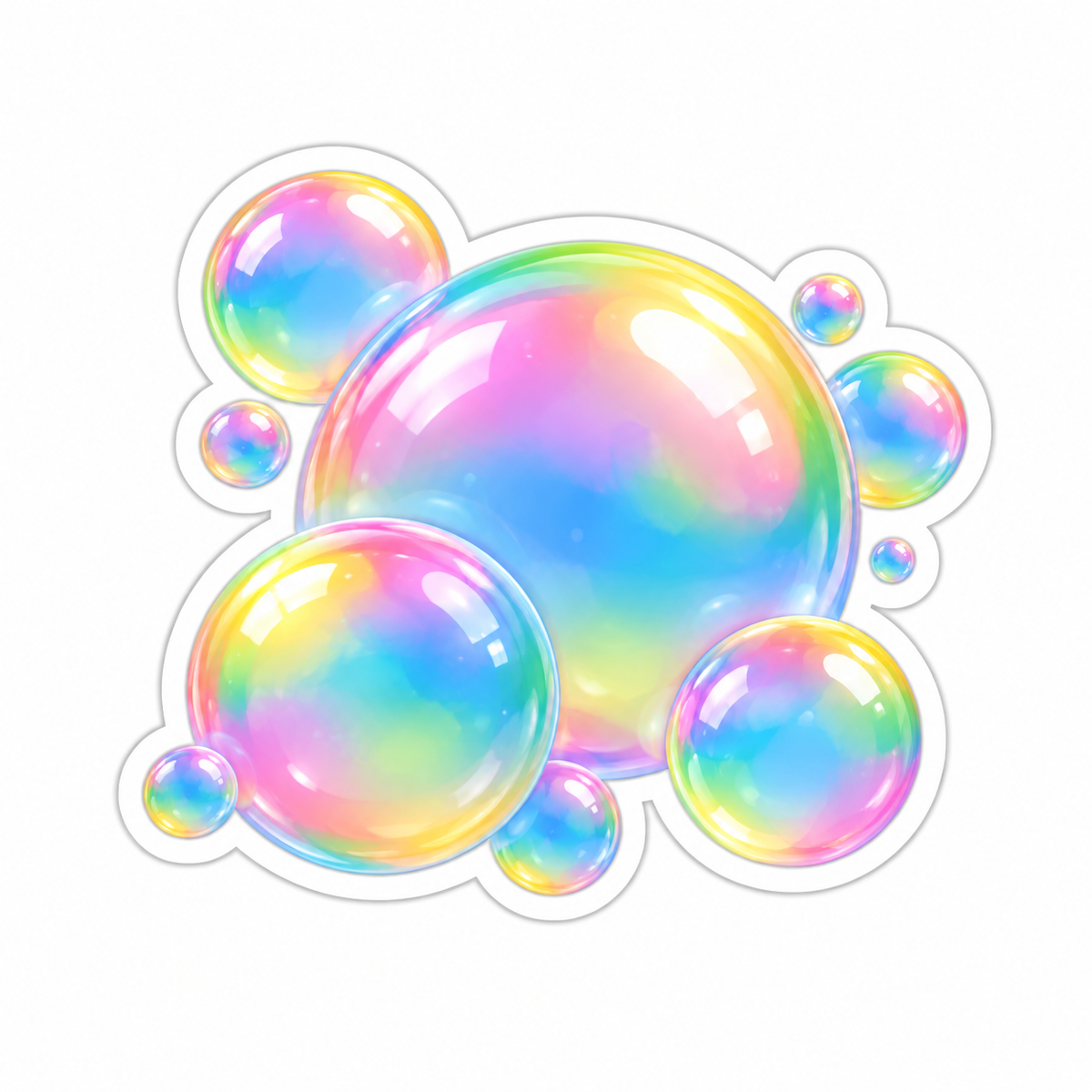 Iridescent Multicolor Soap Bubble Cluster Vinyl Sticker Decal