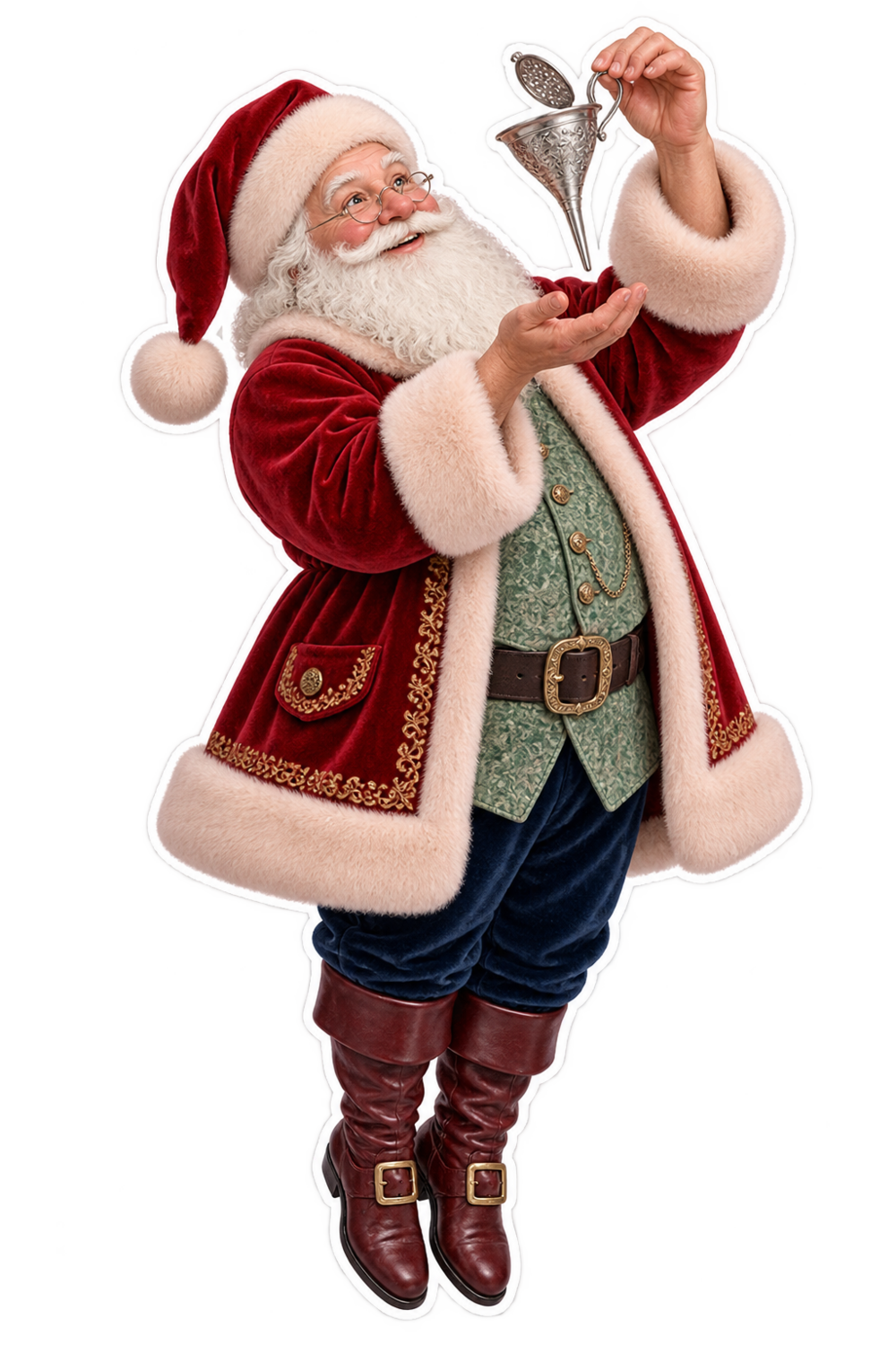 Santa Victorian Silver Perfume Funnel Vinyl Sticker Decal