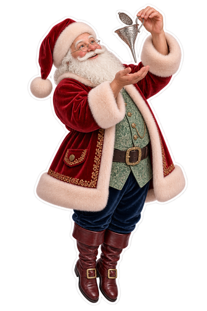 Santa Victorian Silver Perfume Funnel Vinyl Sticker Decal