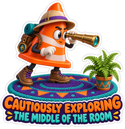 Traffic Cone Room Explorer Vinyl Sticker Decal