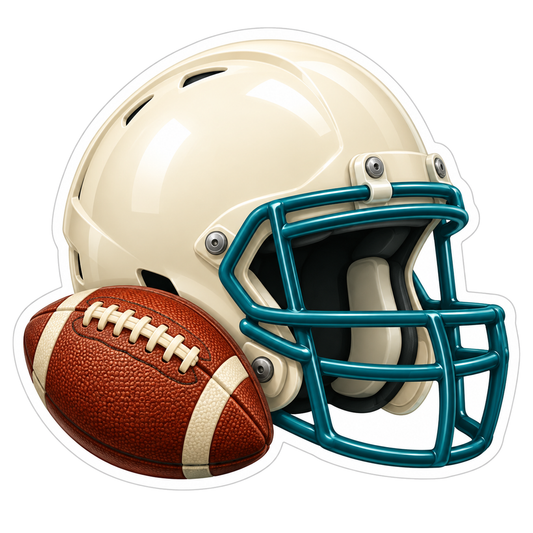 Ivory Football Helmet Teal Faceguard Vinyl Sticker Decal