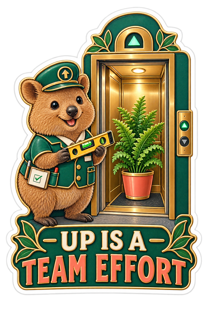 Up Is a Team Effort Quokka Elevator Vinyl Sticker Decal