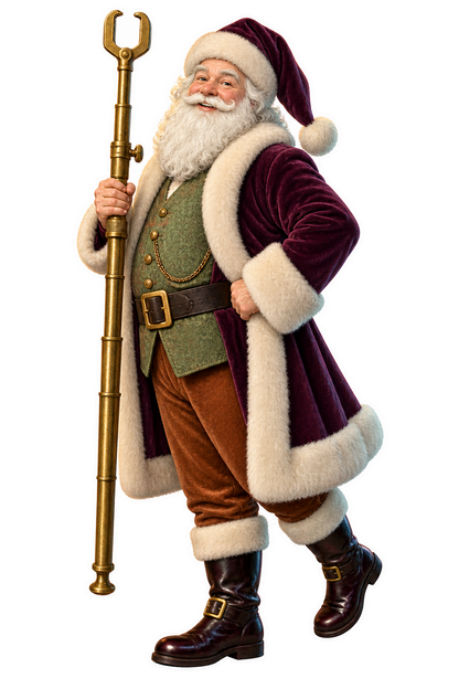 Santa Antique Brass Telescoping Cork Gauge Vinyl Sticker Decal
