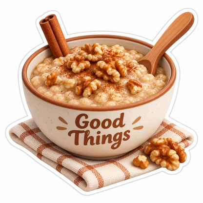 Cinnamon Oatmeal Bowl Vinyl Sticker Decal