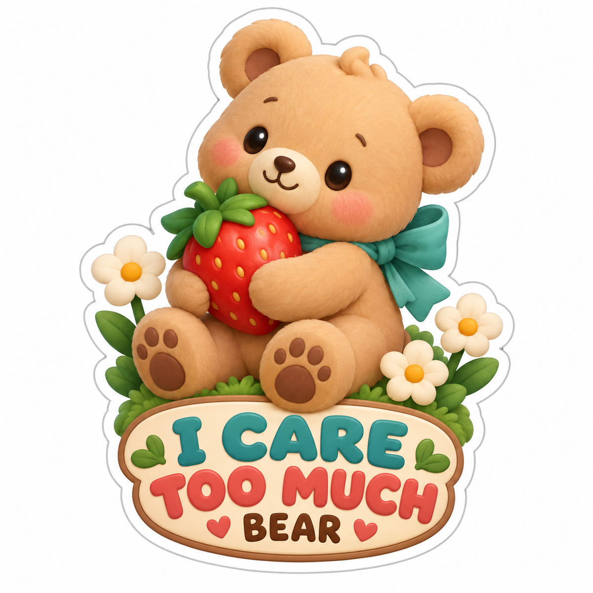 I Care Too Much Bear Vinyl Sticker Decal